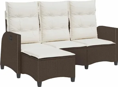 Produktbild von vidaXL Gartensofa mit Liegefunktion Kissen L-Form Braun Poly Rattan