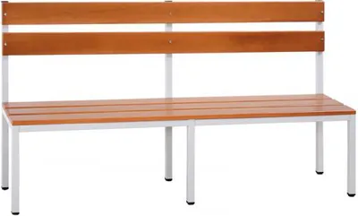 Produktbild von Sitzbank mit Rückenlehne, 400/900 x 2000 x 400 mm, lichtgrau/buche