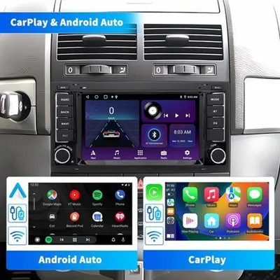 Productafbeelding van Autoradio Android 13 - 7 Inch Touchscreen - Dubbel DIN - Bluetooth - GPS Navigatie - Zwart - Voor VW Touareg Transporter Multivan