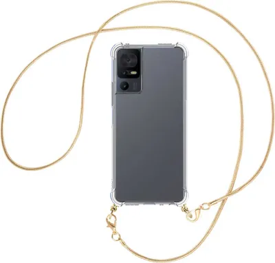 Produktbild von Handykette Backcover-Schutzhülle mit Band (Metall goldfarben) für TCL 40 SE (6.75'') - goldfarbene Snake-Kette