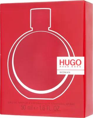 A red box with a white outline of a perfume bottle and branding.