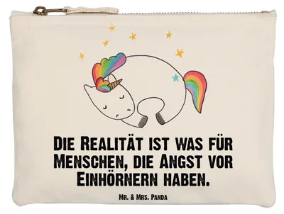 Produktbild von Mr. & Mrs. Panda Schlampermäppchen Einhorn Nacht Grösse XL Große - Weiß - Geschenk, Kulturtasche, Ruhe, Federtasche, Kosmetiktasche, Mäppchen, Unicorn, Traum, Träume