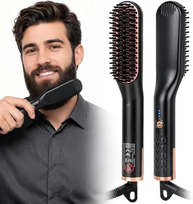 Immagine prodotto di Piastra per barba con 3 livelli di temperatura, adatta sia per la barba che per i capelli, senza fili, ideale per l'uso domestico e in viaggio