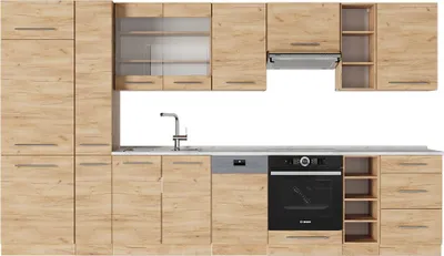 Produktbild von Küchenzeile Vicco Fame-Line Goldkraft Eiche 355 cm , AP Marmor, Model 57166