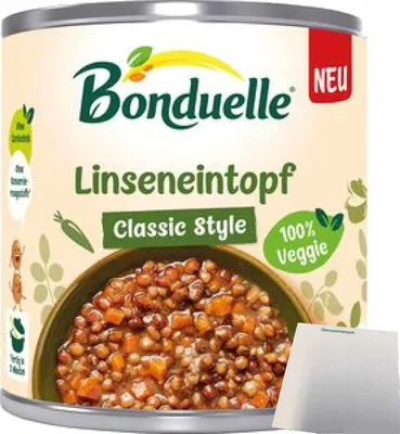 Produktbild von Bonduelle Linseneintopf Classic Style (400g Dose) + usy Block