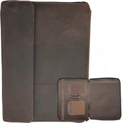 Produktbild von Schreibmappe Leder A4 mit iPad Fach & Stiftehalter - Safekeepers Hunter Braun