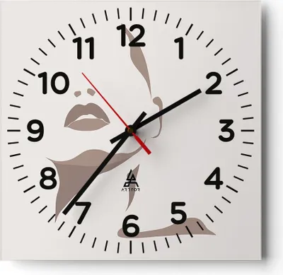 Produktbild von Wanduhr - Quadrat - Glasuhr - Boho Frau Mund - 40x40cm - Schleichendes Uhrwerk - Lautlos - zum Aufhängen bereit - Dekoration Modern - Wanddekoration aus Glas - C4AC40x40-4759