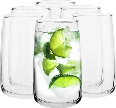 Image de Verres à long drink Verres à eau Verres à jus Verres à cocktail Highball - Lavables au lave-vaisselle - Collection Emma - 480 ml - Set de 6
