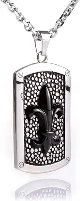 Produktbild von Karisma Edelstahl Anhänger Dog Tag Bourbonische Lilie Black PVD Mit Edelstahl Kette- Herrenschmuck - 55.0 Zentimeter