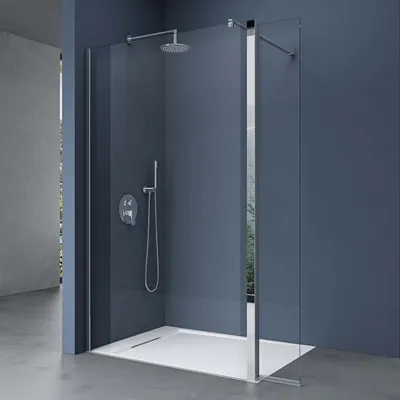 Produktbild von doporro Duschwand 50x200cm Walk-In mit 30cm Nebenteil, 10mm Duschabtrennung Bremen mit rundem Stabilisator, aus Echtglas ESG-Sicherheitsglas Klarglas