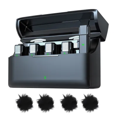 Produktbild von One-Trigger-Four 2,4G Kabelloses Mikrofonsystem Ansteckmikrofon fuer Telefon Omnidirektionales Ansteckmikrofon Automatische Kopplung Intelligente Geraeuschunterdrueckung 300M uebertragungsreichweite Ersatz fuer iPhone 14/13/12/11/10
