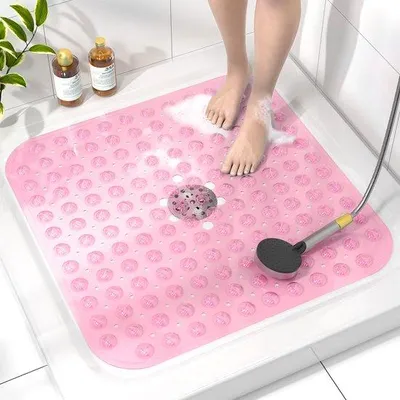 Produktbild von Antirutsch-Duschmatte 53 x 53 cm mit Saugnäpfen, maschinenwaschbar, BPA-frei, rosa