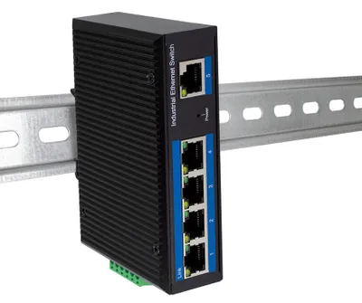 Immagine prodotto di Switch Gigabit Ethernet industriale LogiLink, 5 porte 10/100/1000 Base-TX RJ45, Plug & Play, alloggiamento in metallo nero - 1 pezzo