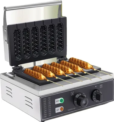 Obrázek produktu pro 1500W vaflovač, peče 6 vaflí najednou, nepřilnavý povrch, ideální pro komerční použití