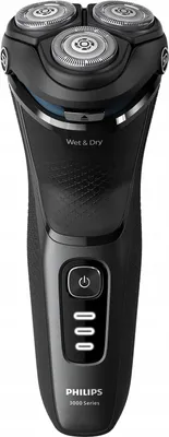 Produktbild von Philips Shaver 3000 Series S3344/13 Elektrischer Nass- und Trockenrasierer, Rotationstrasierer, Schwarz, Blau, PowerCut blade system, Replace every 2 yrs with SH30, 2 Jahr(e), Akku