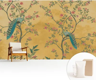 Produktbild von Fototapete - 416x254 cm - Tapete - Wandtapete - Wandbilder - Dekofolie - Tapete Folie - Wand - Dekoration - Wohnzimmer - Pfauenbäume