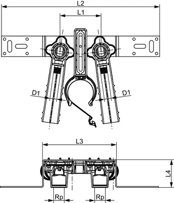 Produktbild von TECE 720565 TECEflex Montageeinheit mit Wandscheiben