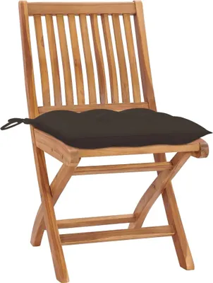 Produktbild von vidaXL Gartenstühle 2 Stk. mit Taupe Kissen Massivholz Teak