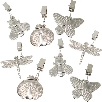 Image de Lot de 8 presse-nappes ToCi, motif animalier, argent, alliage de zinc, 6,5 x 5,5 cm
