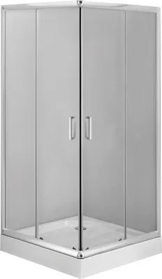 Produktbild von BADLAND SET Duschwanne Oskar + Duschkabine Quadratisch Funkia 80x80 185cm Gehärtetes Transparentes Glas | Ablaufgarnitur und Füße Gratis