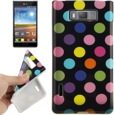 Produktbild von Schutzhülle TPU Punkte Case für Handy LG Optimus L7 E705 schwarz/bunt