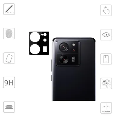 Immagine prodotto di Per Xiaomi 13T / 13T Pro 9H fotocamera posteriore vetro temperato nero armatura pellicola di protezione accessori