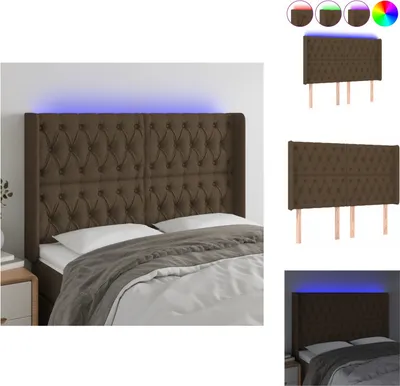 Produktbild von vidaXL LED Kopfteil Dunkelbraun 147x16x118/128 cm Stoff -  Kopf- & Fußenden