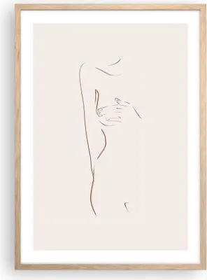 Produktbild von Gerahmtes Poster - Rahmen in heller Eiche - Skizze Nacktheit Frau - 50x70 cm - Wand Bild - Wanddeko - Wandbilder - Kunstposter - Wandposter - Bilderrahmen - Bilder - Kunstdruck - P2NPA50x70-4552