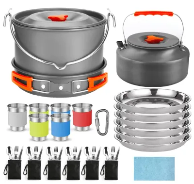 Produktbild von Tragbares Kochgeschirr-Set für Camping – 48 Teile