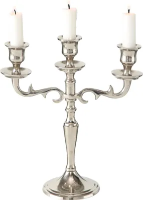 Image de Boltze Bougeoir Varas argent 3 flammes, hauteur 26 cm, bougeoir en métal