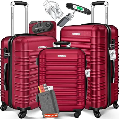 Produktbild von KESSER® 3tlg. Hartschalenkofferset Hartschalenkoffer Reisekoffer Set Reisekofferset Trolley Koffer Inkl. Kofferwaage + Gepäckanhänger Rollkoffer Schloss 4 Rollen ABS-Hartschale Teleskopgriff M-L-XL