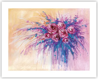 Produktbild von Poster - Poster ohne Rahmen - Blumenstrauß Blumen Rosen - 50x40 cm - Wand Bild - Wanddeko - Wandbilder - Kunstposter - Wandposter - Bilder - Kunstdruck - Wanddekoration - Wandbild - P2XAA50x40-4465