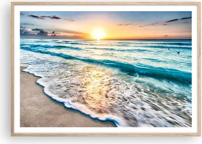 Produktbild von Gerahmtes Poster - Rahmen in heller Eiche - Meer Welle Strand - 100x70 cm - Wand Bild - Wanddeko - Wandbilder - Wandposter - Bilderrahmen - Bilder - Kunstdruck - Wandbild - P2NAA100x70-3621