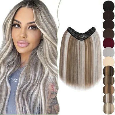 Imagen del producto de Extensiones de cabello tipo clip-in, forma en U, 45 cm, color #18TP60A