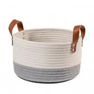 Immagine prodotto di H&H Cesto Tondo Bianco/Grigio Cm 26X15H