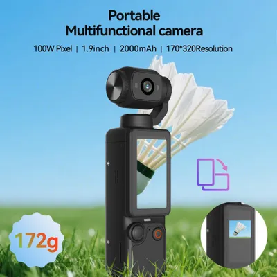 Produktbild von ZELURXX 1080P Handheld Outdoor Sport Kamera, tragbar, Mini-Action-Cam, Konferenzrekorder, Fahrradkamera, TF-Karte, 1,9" LCD, Schwarz