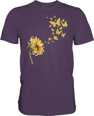 Produktbild von Schmetterling Sonnenblumen T-Shirt Garten Motiv Gärtner Geschenk Sommer – Urban Purple / XL