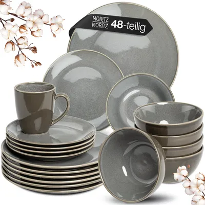 Immagine prodotto di Moritz & Moritz SENSE grigio, set di stoviglie da 48 pezzi