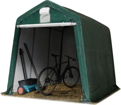 Immagine prodotto di TOOLPORT Tendone Garage 2,4 x 3,6 m Verde, Costruzione Stabile in Acciaio con Telo PE Garage per Bicicletta