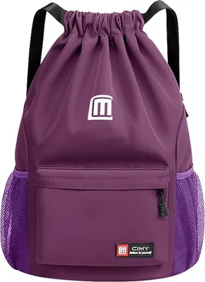 Immagine prodotto di Borsa da palestra Unyqoos® con coulisse – nylon impermeabile, 47 x 34 cm, ampia borsa sportiva con tasca a rete, tasca interna con zip di sicurezza e scomparti con zip, coulisse regolabili, color viola, per uomo e donna