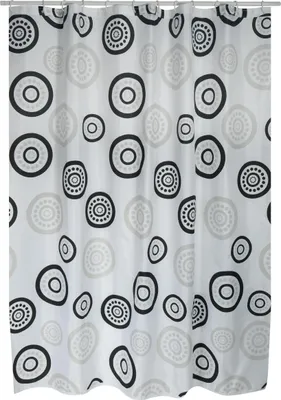 Produktbild von Cotexsa by MSV Premium Anti-Schimmel Textil Duschvorhang - Anti-Bakteriell, waschbar, 100% wasserdicht, mit 12 Duschvorhangringen - Polyester, „Dots“ Schwarz180x200cm –  Spain