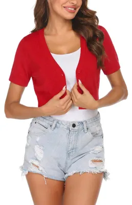 Produktbild von Damen Bolero – Kurze Ärmel – Lässig – Rot