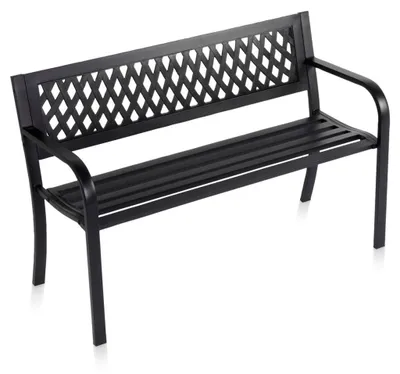 Obrázok produktu pre Čierna kovová záhradná lavica s operadlom, 119x45x76 cm