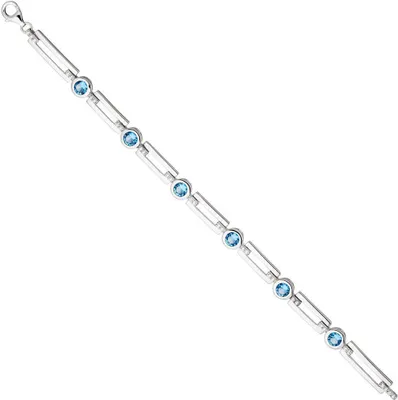 Produktbild von 7,2mm Armband Silberarmband Armkette Zirkonia hellblau weiß 925 Silber 19cm