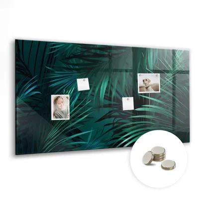 Produktbild von Dekorative Magnettafel 120x60 cm - Magnetwand - für Fotos, Karten und Notizen - Fotowand - Memoboard - Magnetpinnwand - Wanddekoration - Tropische Blätter