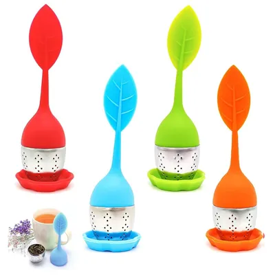 4er-Set Tee-Eier aus Edelstahl & Silikon, Teefilter