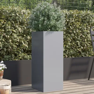 Produktbild von Design Pflanzkübel Silbern 32x27,5x75 cm Verzinkter Stahl, Gabionen 2024 Neu