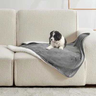 Produktbild von Hundedecke, wasserdicht, Sherpa Fleece, 76x101 cm, Grau, für das Sofa