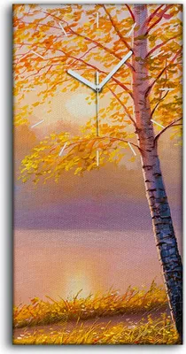 Produktbild von Küche Wohnzimmer Wand Leinwand Uhr 30x60 Gemälde Wald Bäume Blumen Fluss Natur - weiße Hände