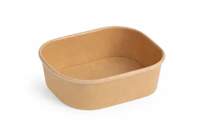Produktbild von RyanPack Rechteckige Salatschale aus Pappe – Take-away Schale – Braun – 750 ml – 50 Stück